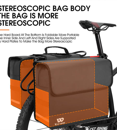 Waterproof Bike Panniers Bag 36L Large Capacity Bicycle Trunk Bag Luggage Carrier MTB Rear Rack Bags For Travel