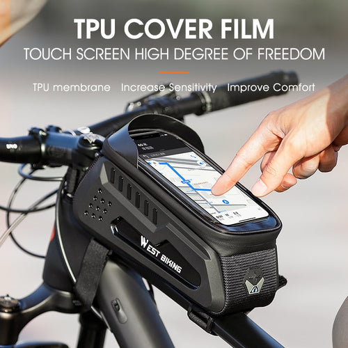 Load image into Gallery viewer, Bike Bag Waterproof Frame Front Top Tube Bicycle Bag 6-7.4&quot; Phone Case Touchscreen Bag MTB Road Cycling Accessories
