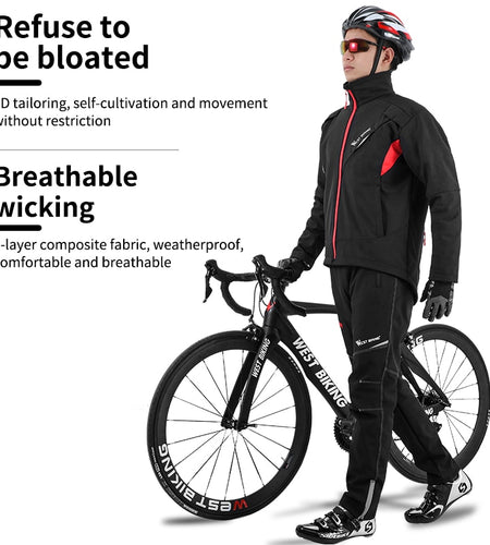 Cycling Set Winter Thermal Bicycle Jacket Suit Clothes Pants Outdoor Sport Windproof MTB Road Bike Man Sportswear