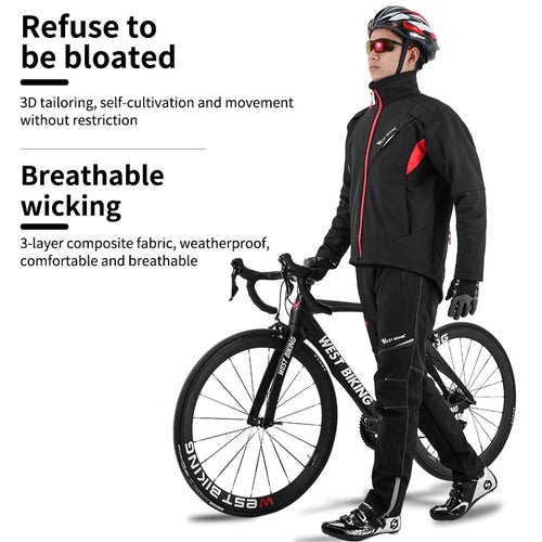 Load image into Gallery viewer, Cycling Set Winter Thermal Bicycle Jacket Suit Clothes Pants Outdoor Sport Windproof MTB Road Bike Man Sportswear
