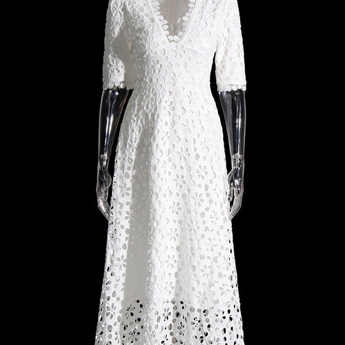 Load image into Gallery viewer, A Line Elegant Dresses For Women V Neck Short Sleeve High Waist Tunic Elegant Dress Female Fashion Clothing
