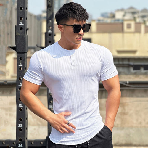 Load image into Gallery viewer, Summer Casual Short Sleeve T-shirt Men Gym Fitness Training Shirt Male Bodybuilding Skinny Tees Tops Running Sport Clothing
