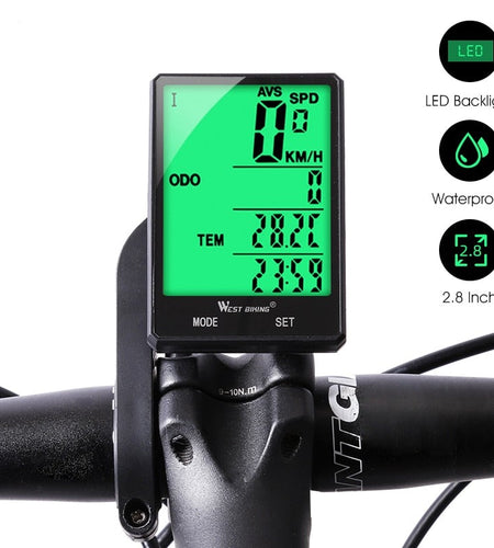 2.8" Large Screen Bicycle Computer Wireless Wired Bike Computer Waterproof Speedometer Odometer Cycling Stopwatch