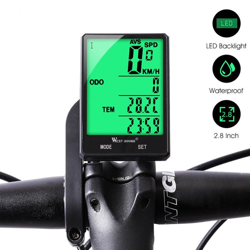 Load image into Gallery viewer, 2.8&quot; Large Screen Bicycle Computer Wireless Wired Bike Computer Waterproof Speedometer Odometer Cycling Stopwatch
