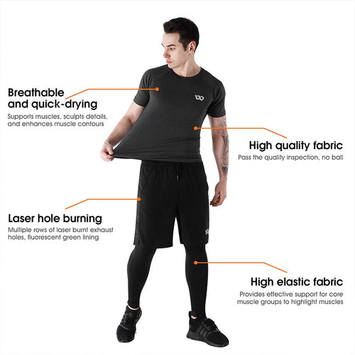 Load image into Gallery viewer, Men&#39;s Workout Tracksuit Short Sleeve Bodybuilding Muscle T-Shirts and Shorts Set for Running Jogging Athletic Sports
