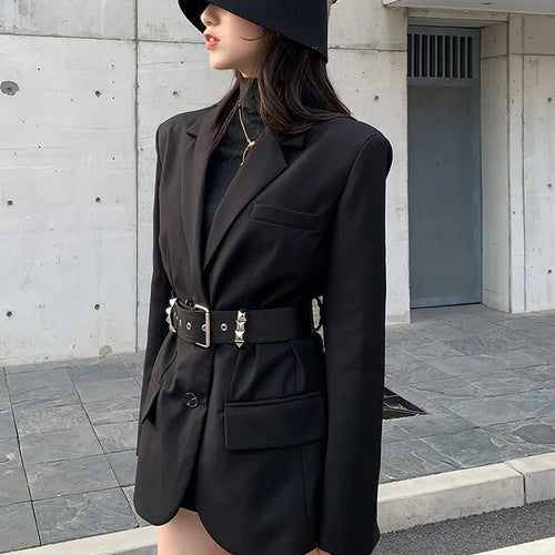 Load image into Gallery viewer, Sashes Blazer For Women Notched Collar Long Sleeve Solid Casual Blazers Female Autumn Clothing Style Fashion
