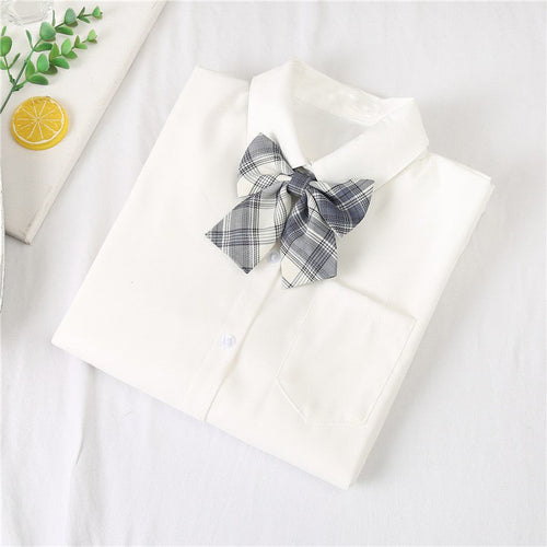 Load image into Gallery viewer, White Women Shirts School Long Sleeve Preppy Style Girls Button Up Shirts Fashion Harajuku Necktie Designed Ladies Tops

