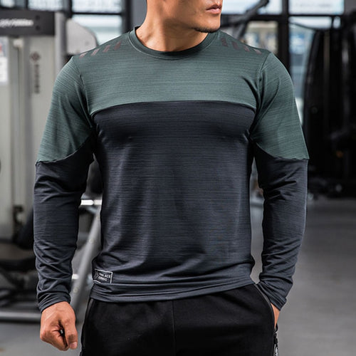 Load image into Gallery viewer, Mens Gym Compression Shirt Male Rashgard Fitness Long Sleeves Running Clothes Homme Tshirt Football Jersey Sportswear Dry Fit
