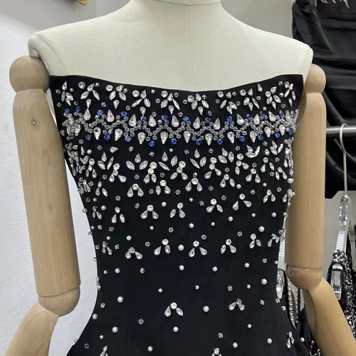 Load image into Gallery viewer, Patchwork Diamond Dresses For Women Strapless Sleeveless High Waist Slimming Mini Dress Female Fashion Clothing
