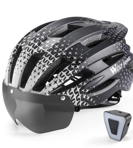 MTB Cycling Helmet Lightweight Electric Bike Goggles Helmet Triathlon Racing Bike Safety Helmet With LED Rear Lights