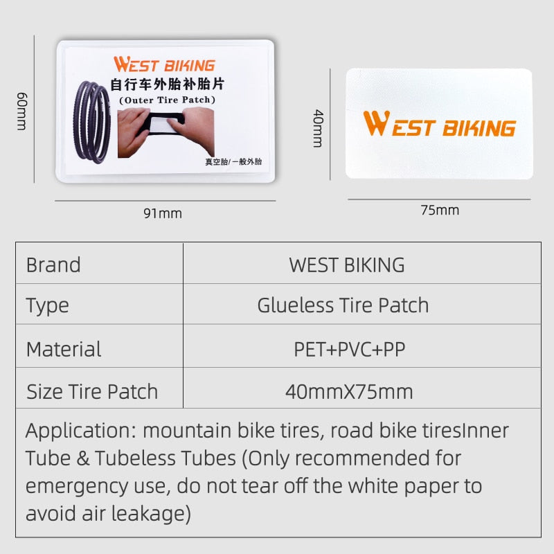 3Pcs/Pack Glueless Bike Tire Repair Kit MTB Road Bike Tubeless Tire Puncture Repair Kit Cycling Fast Tyre Patch