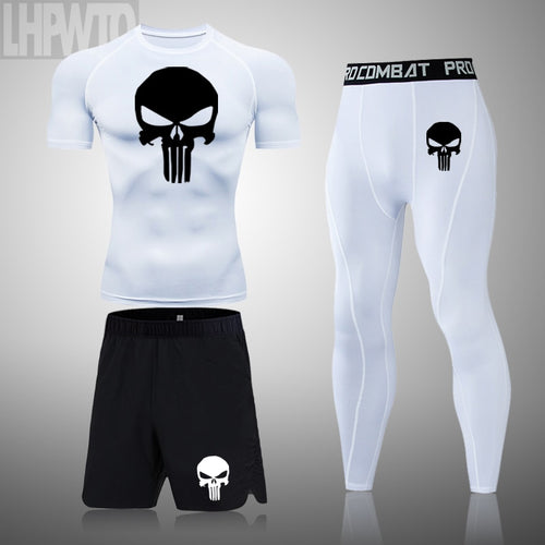 Load image into Gallery viewer, Tights Men&#39;s Fitness Superhero Punisher Clothes Sports Running Suit Basketball Training Drying Clothes Men High Elastic T-Shirt
