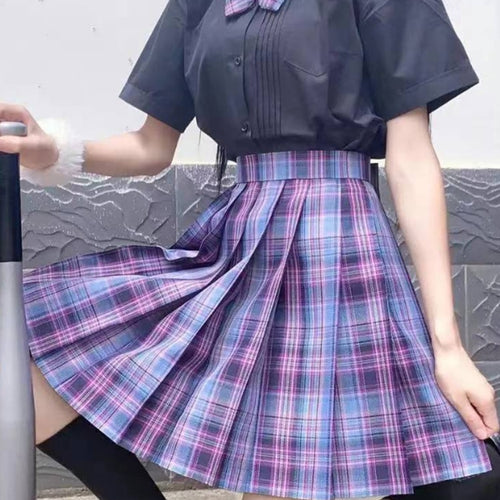 Load image into Gallery viewer, Plaid Women Pleated Skirt Bow Knot Summer High Waist Preppy Girls Dance Mini Skirt Cute A Line Harajuku Sexy Japan Faldas
