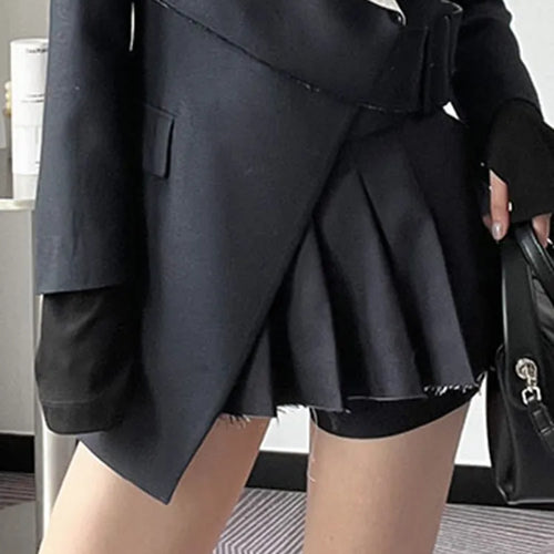 Load image into Gallery viewer, Hit Color Spring Blazers For Women Notched Collar Long Sleeve Splcied Belt Asymmetrica Blazer Female Fashion
