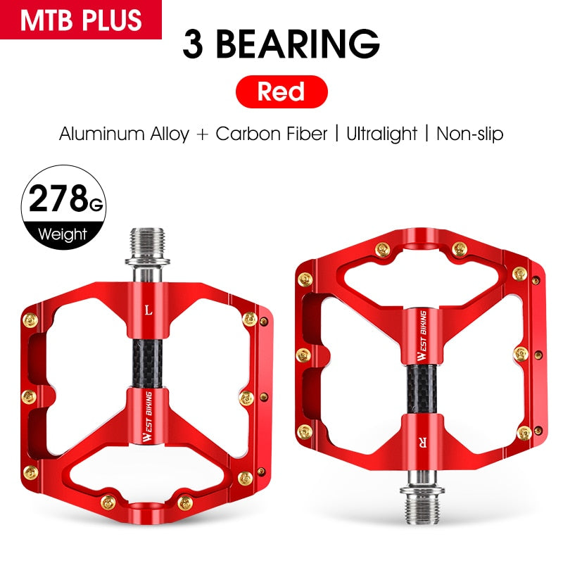 Bicycle Pedals 3 Bearings Ultralight Carbon Fiber Road Bike Pedals BMX MTB Flat Pedals Specialized Bike Parts