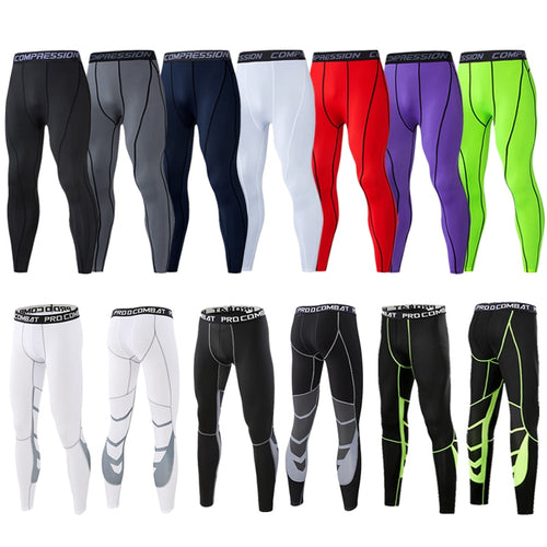 Load image into Gallery viewer, Men&#39;s Compression Pants Male Tights Leggings for Running Gym Sport Fitness Quick Dry Fit Joggings Workout White Black Trousers
