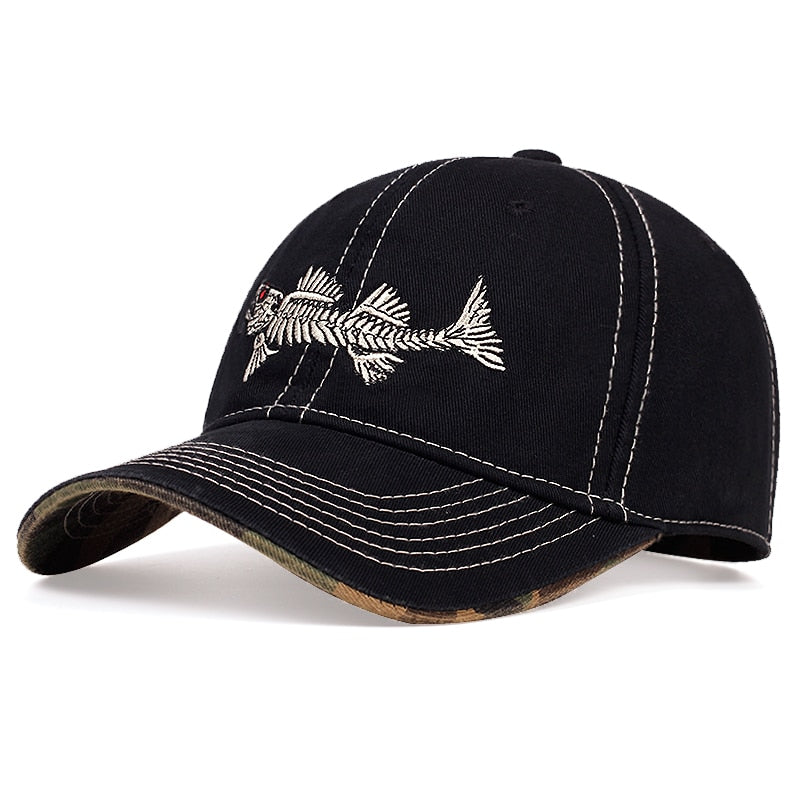 Fish bone embroidery baseball cap fashion unisex wild snapback caps adjustable truck hats cotton casual hats