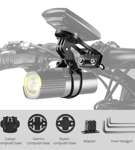 Bicycle Computer Lamp Holder Aluminum Alloy  MTB Mountain Road Bike Handlebar Light Mount Bracket for Garmin Cateye Bryton Gopro