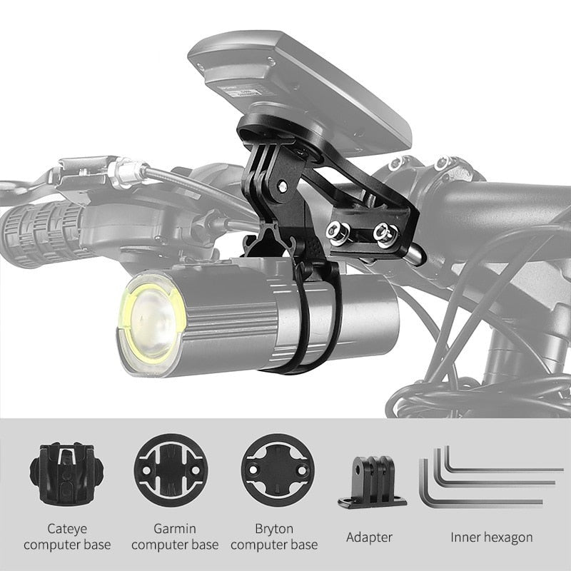 Bicycle Computer Lamp Holder Aluminum Alloy  MTB Mountain Road Bike Handlebar Light Mount Bracket for Garmin Cateye Bryton Gopro