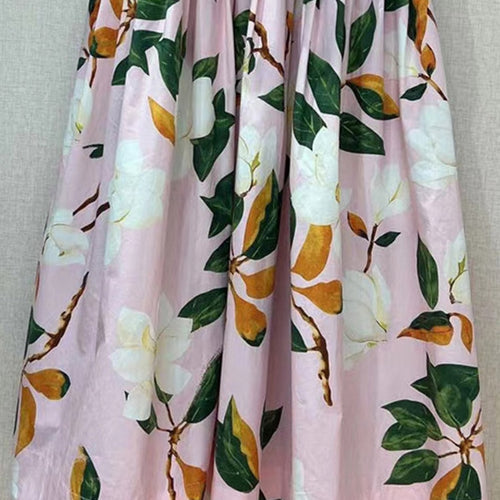 Load image into Gallery viewer, Sweet Print Floral Dress For Women Round Neck Short Sleeve High Waist Colorblock Midi Dresses Female Summer Clothes
