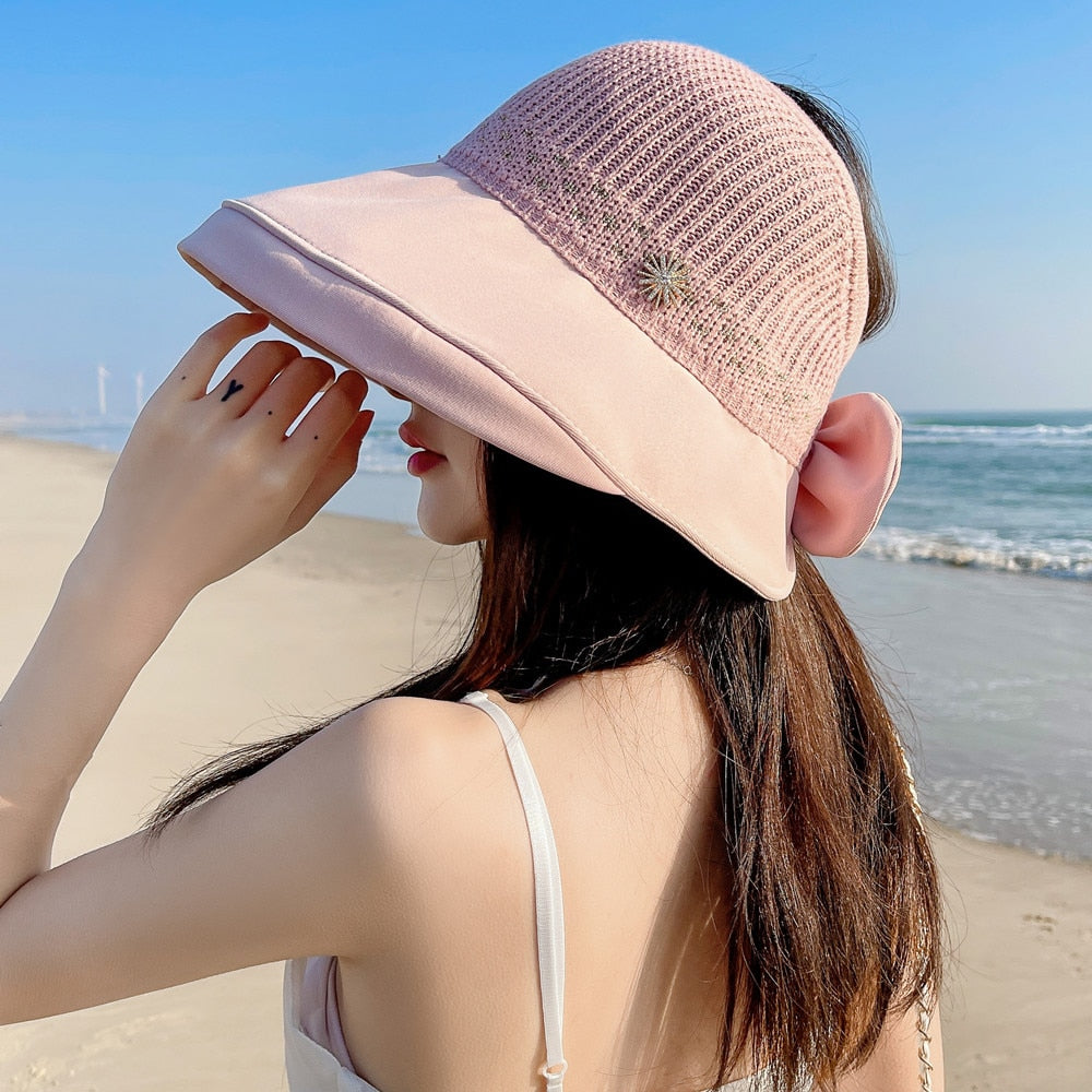 Summer Hats For Women Fashion Pattern Design Straw Hat  Empty Top Sun Hat Travel Beach Hat