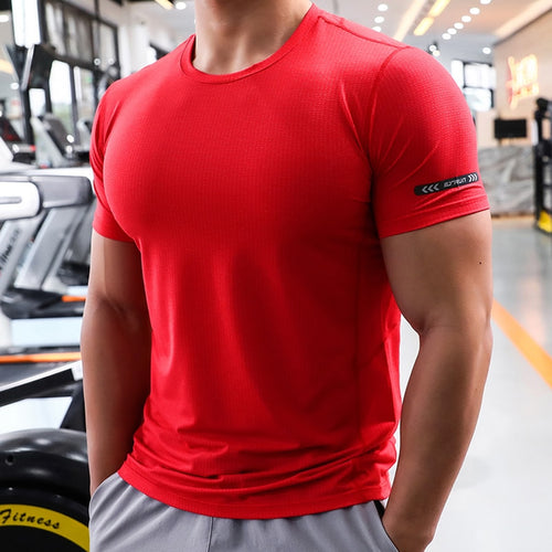 Load image into Gallery viewer, Men&#39;s Casual Sportswear Youth Fitness Sports Clothes Gym Running T-Shirt Outdoor Jogging Tops Thin Breathable Elasticity Dry Fit
