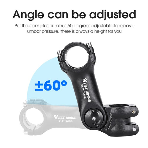 Load image into Gallery viewer, Adjustable Bicycle Handlebar Stem Variable 60 Degree Angle Riser MTB Road Bike Front Fork Stem Adapter 25.4/31.8MM
