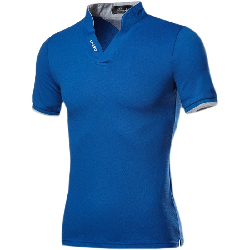 Men's casual classic fashion polo shirt summer menswear print short sleeve stand up collar T-shirt