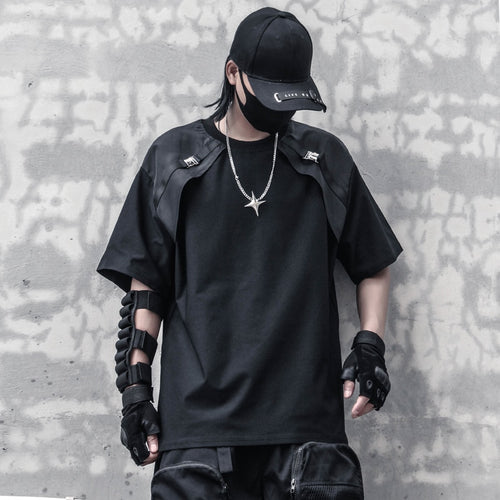 Load image into Gallery viewer, Hip Hop Techwear T-Shirt Men 2022 Summer Fake two Tactical Tshirts Brand Black T Shirts Tops Tees WB800
