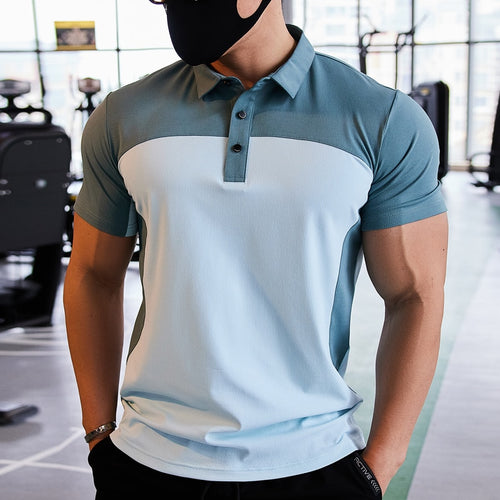 Load image into Gallery viewer, Men Fashion Sport T-shirt Gym Running Sweatshirt Fitness Short Sleeve Slim Top Casual Business Polo Shirt Golf Workout Plus Size
