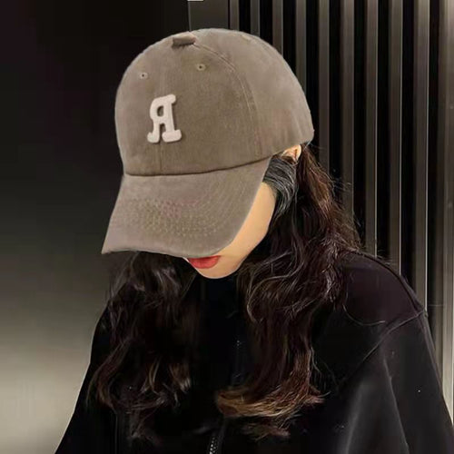 Load image into Gallery viewer, R Letter Kpop Style Women Cap Teens Washed Cotton Baseball Cap Female Casual Outdoor Adjustable Streetwear Hats
