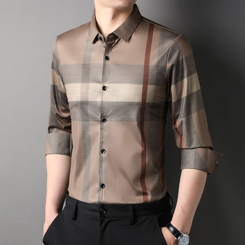 Load image into Gallery viewer, Top Grade Luxury Slim Fit Striped Designer Trending Shirts For Men Brand Fashion Shirt Long Sleeve Casual Clothes

