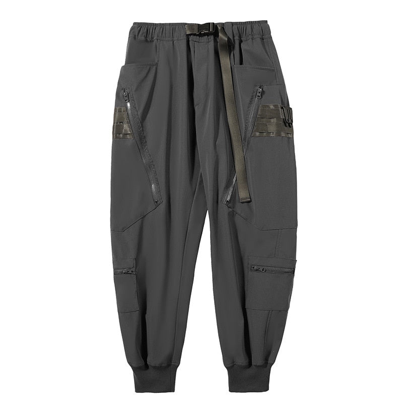 Hip Hop Harem Pants Joggers Function Zipper Design Cargo Trousers Elastic Waist Fahsion Streetwear Pant