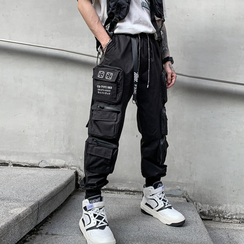 Hip Hop Tactical Cargo Pants Men Multi Pocket Joggers Trousers Autumn Functional Elastic Waist Fashion Streetwear Pant