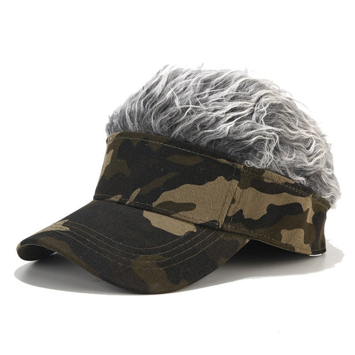 Load image into Gallery viewer, Golf Baseball Cap with Fake Flair Hair Cap Sun Visor Fun Toupee Hats Mens Womens Spiked Hairs Wig Hat
