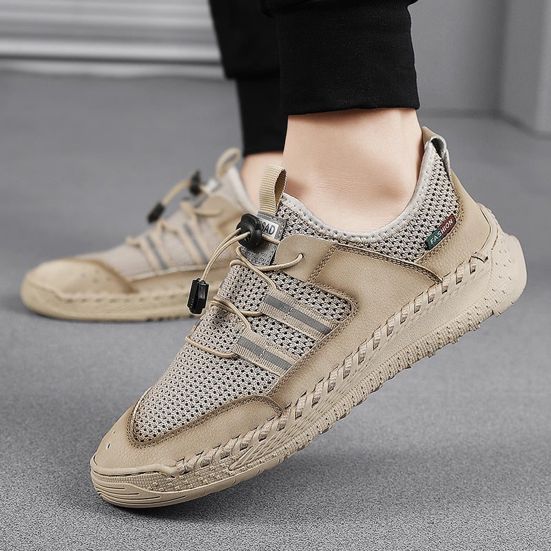 Men Casual Shoes Lace Up Summer Men Sneakers Breathable Mens Loafers Moccasins Luxury Brand Mesh Mens Low Shoes Big Size 38-46