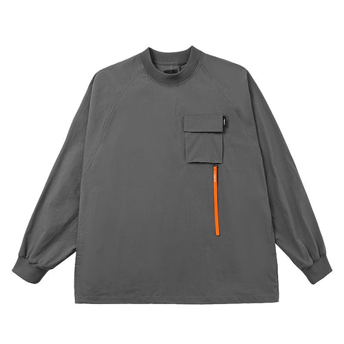 Load image into Gallery viewer, Harajuku Loose Sweatshirt Men Ribbons Pocket Crewneck Pullover Autumn Cotton Long Sleeve Tee Tops
