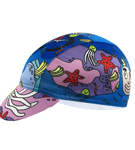 Summer Thin Polyester Colorful Underwater World Print Cycling Cap Essential Equipment Hat For Outdoor Bicycle Sport