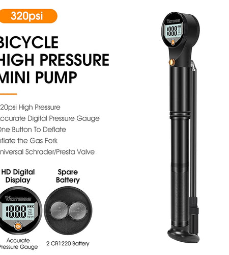 Bike Pump 320psi High Pressure Precise Digital Gauge Hose MTB Road Bicycle Schrader Presta Valve Cycling Tire Pump