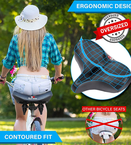 MTB Saddle Wide Ergonomic Comfortable Bicycle Spring Damping Saddle Cruiser Electric Bike Thick Memory Seat Cushion