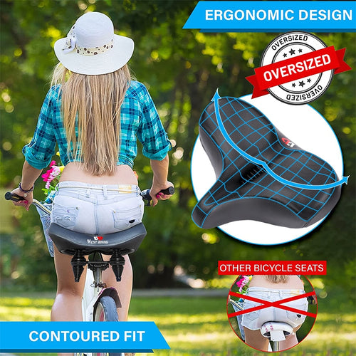 Load image into Gallery viewer, MTB Saddle Wide Ergonomic Comfortable Bicycle Spring Damping Saddle Cruiser Electric Bike Thick Memory Seat Cushion
