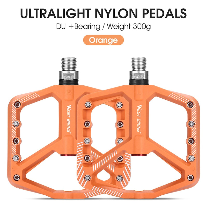 Ultralight Nylon Bicycle Pedals DU Sealed Bearings MTB Road BMX Pedals Non-Slip Waterproof Bike Part Flat Pedals