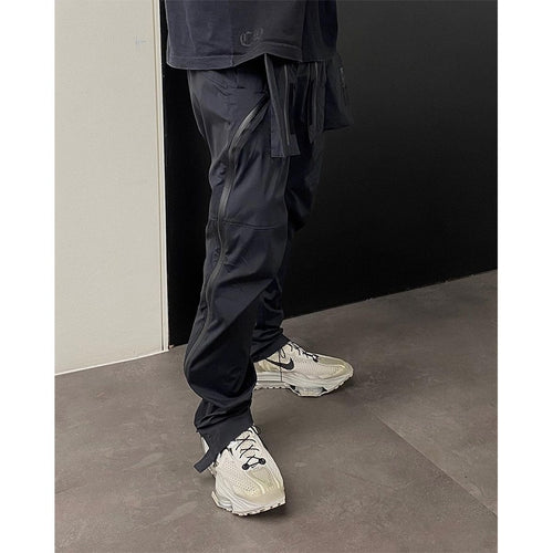 Load image into Gallery viewer, Hip Hop Cargo Pants Men Multi-pocket Side Zipper Design Streetwear Joggers High Street Tactical Function Pants Male Black
