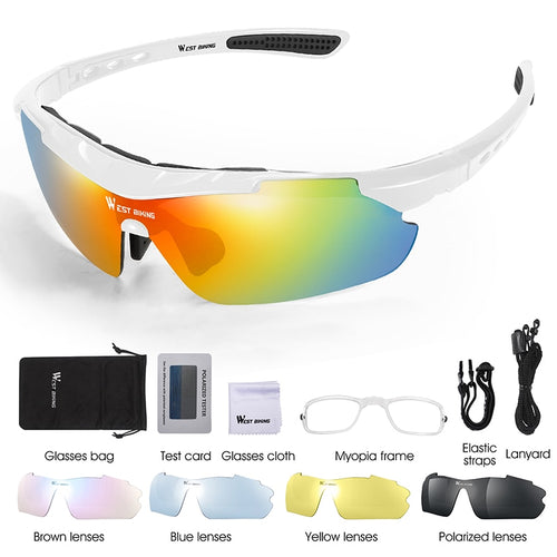 Load image into Gallery viewer, 5 Lens Polarized Cycling Eyewear Outdoor Sport Sun Glasses Bicycle Glasses Men Women Protection Goggles Bike Sunglasses
