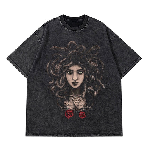 Load image into Gallery viewer, Vintage Washed Tshirts Anime T Shirt Harajuku Oversize Tee Cotton fashion Streetwear unisex top Medusa
