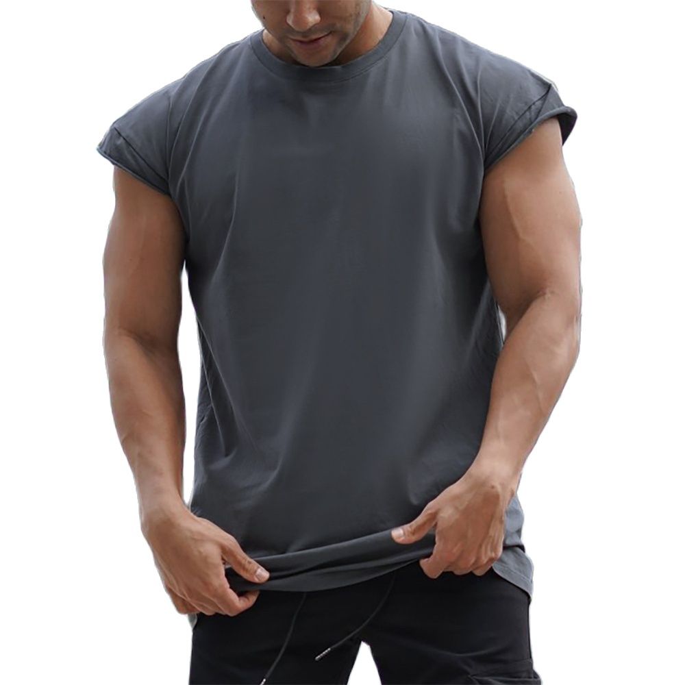 Cotton Casual T-shirt Men Gym Fitness Workout Slim Short Sleeve Shirt Male Bodybuilding Sport Tees Tops Summer Fashion Clothing