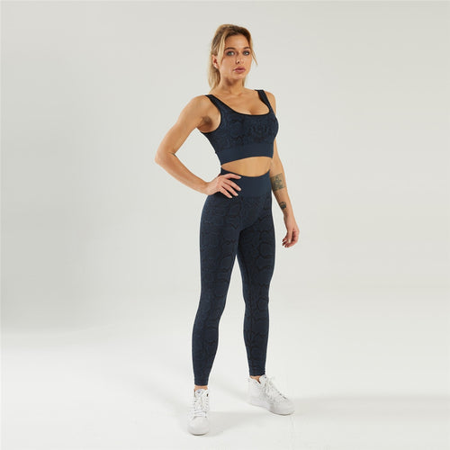 Load image into Gallery viewer, Seamless Sportswear Fitness Yoga Suit Snake Printed Bra Legging Pants Sport Suits Workout Clothes Gym Wear Sports Outfit A040BSP
