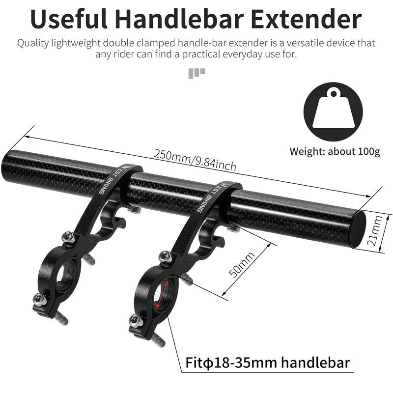 MTB Carbon Handlebar Extender Road Bike Integrated Handle Aluminium Extension Bar Bike Computer Light Phone Stand