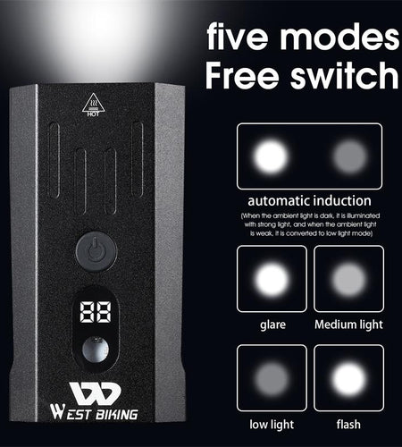 1200LM Bike Light Front Lamp USB Rechargeable LED 4000mAh Bicycle Light Waterproof Headlight MTB Cycling Accessories