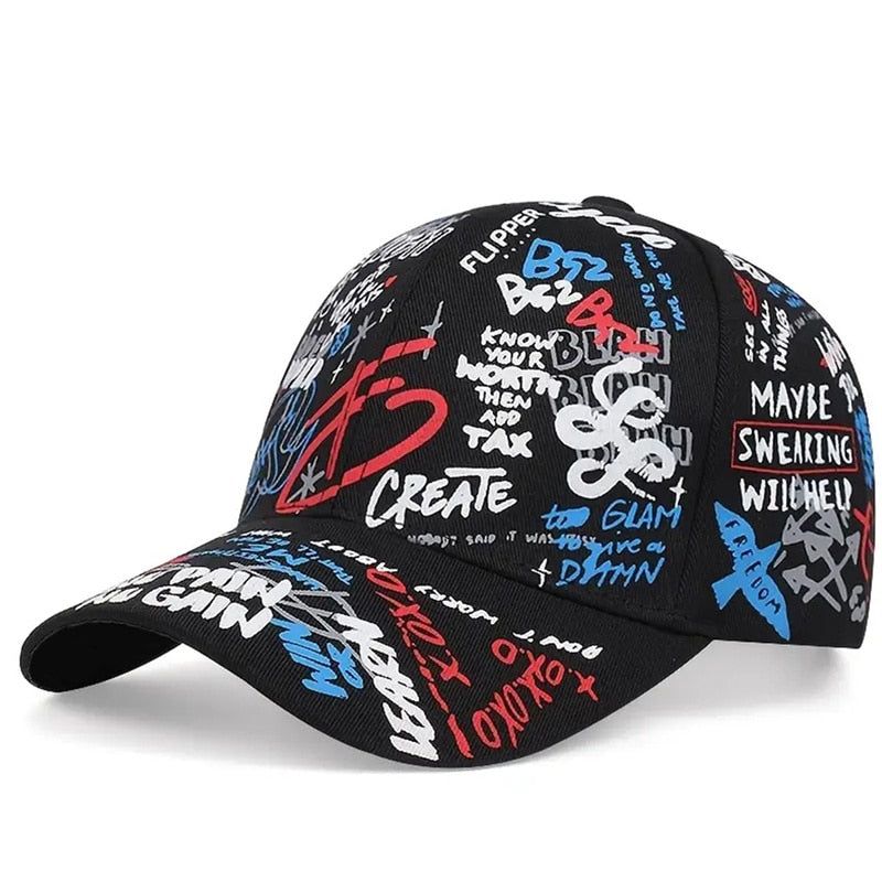 fashion Letter Baseball Cap Graffiti Sun Hip Hop Cap Visor Spring Hat Men Adjustable Snapback Cotton Cap For Women Men Hats